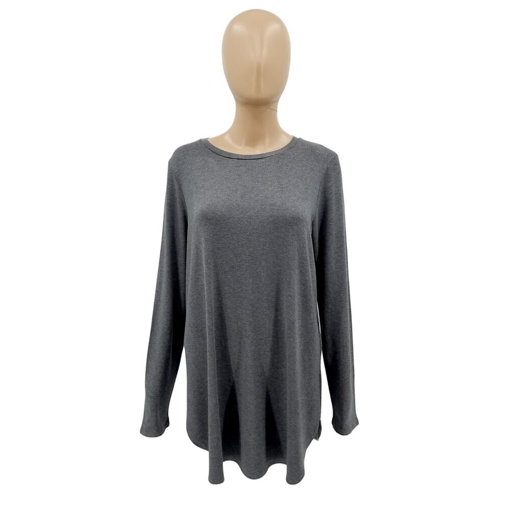 Eileen Fisher Jersey Knit Crew Neck Long Sleeve Top Grey Size Small Petite SP
